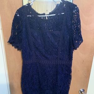 Navy Lace Midi-dress
